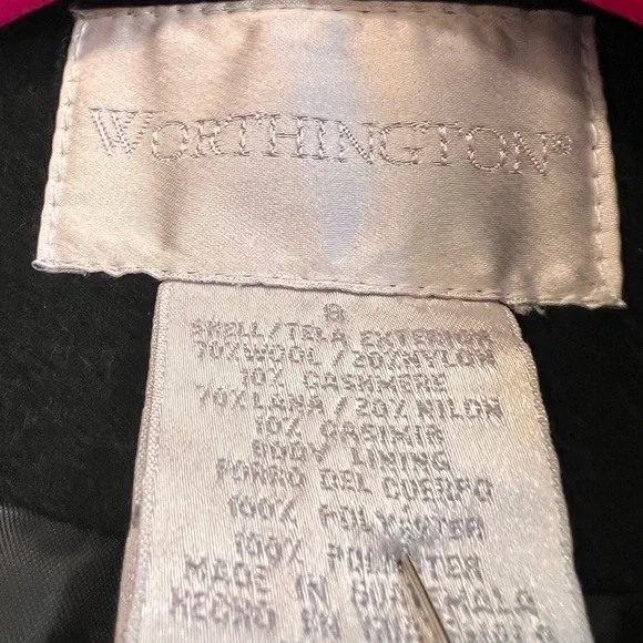 Worthington Black Wool/Cashmere Blend Long Trench Coat - Size 8​ - Picture 5 of 11